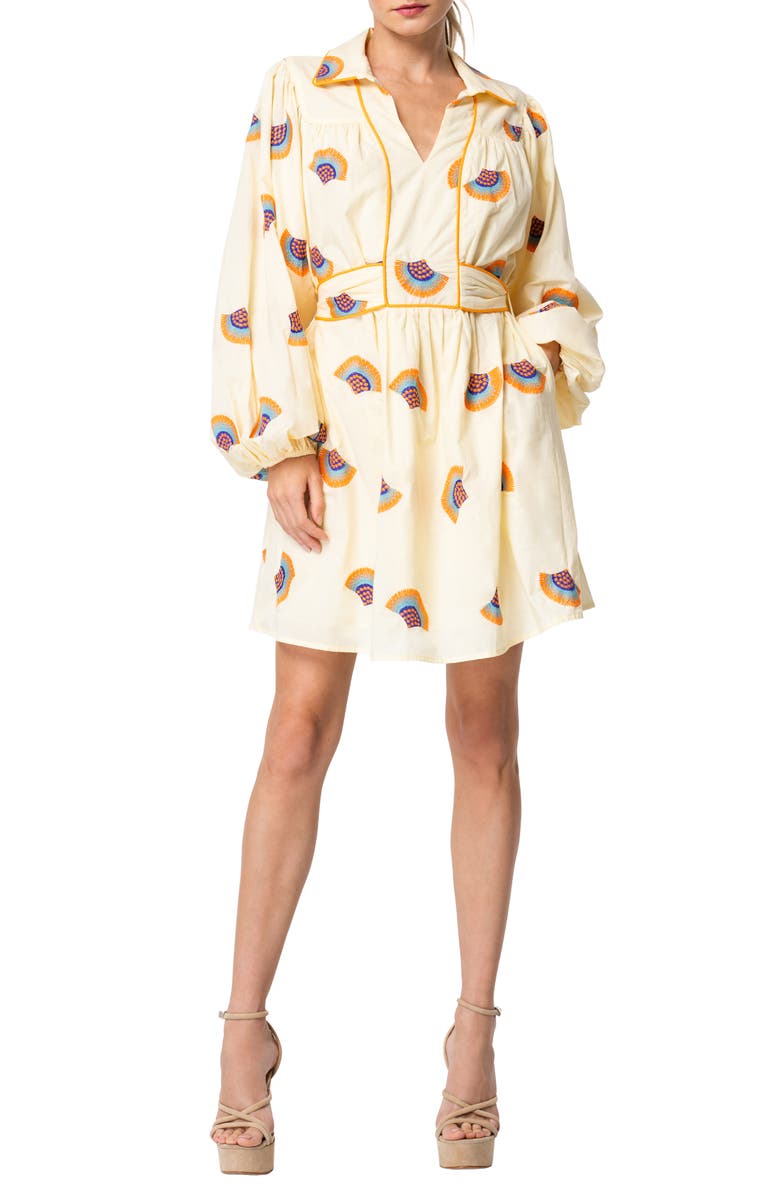 CIEBON Halliday Long Sleeve Minidress, Main, color, Yellow Multi