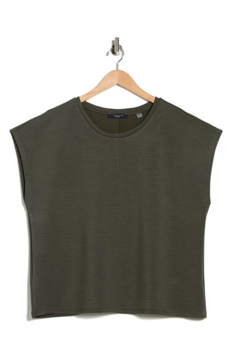 Cap Sleeve Scuba Knit T-Shirt (Plus)
