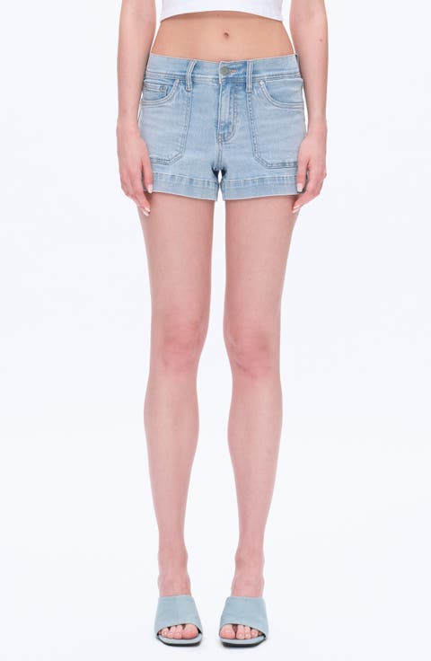 Mid Rise Denim Shorts