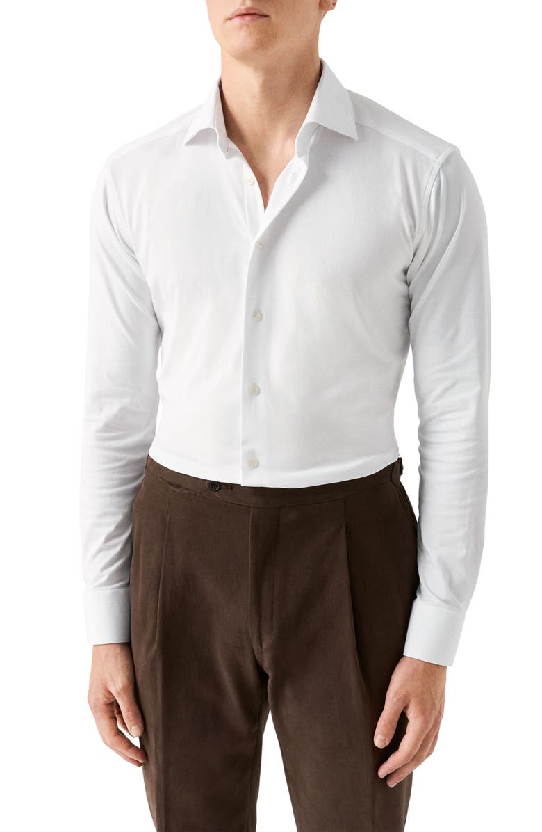 Eton Slim Fit 4Flex Stretch Jersey Dress Shirt, Main, color, White