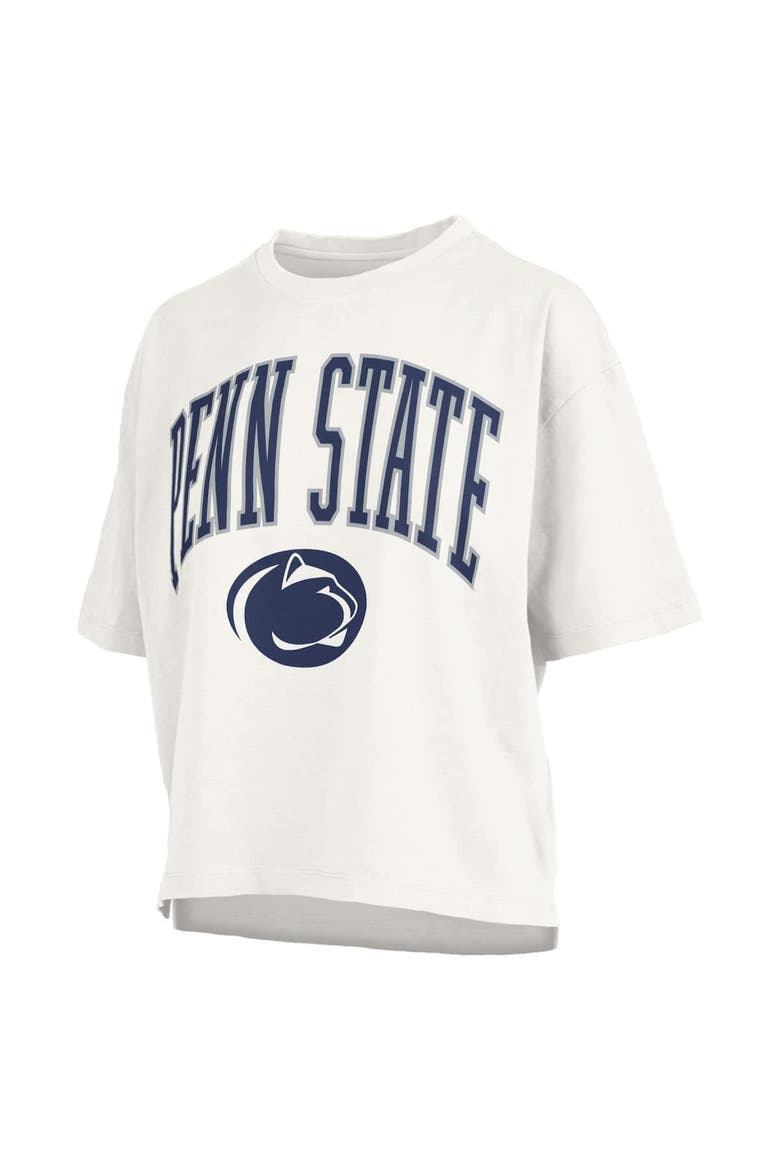 Women's Pressbox White Penn State Nittany Lions Nelson Arch Over Logo Waist Length Oversized Slub T-Shirt, Alternate, color, White