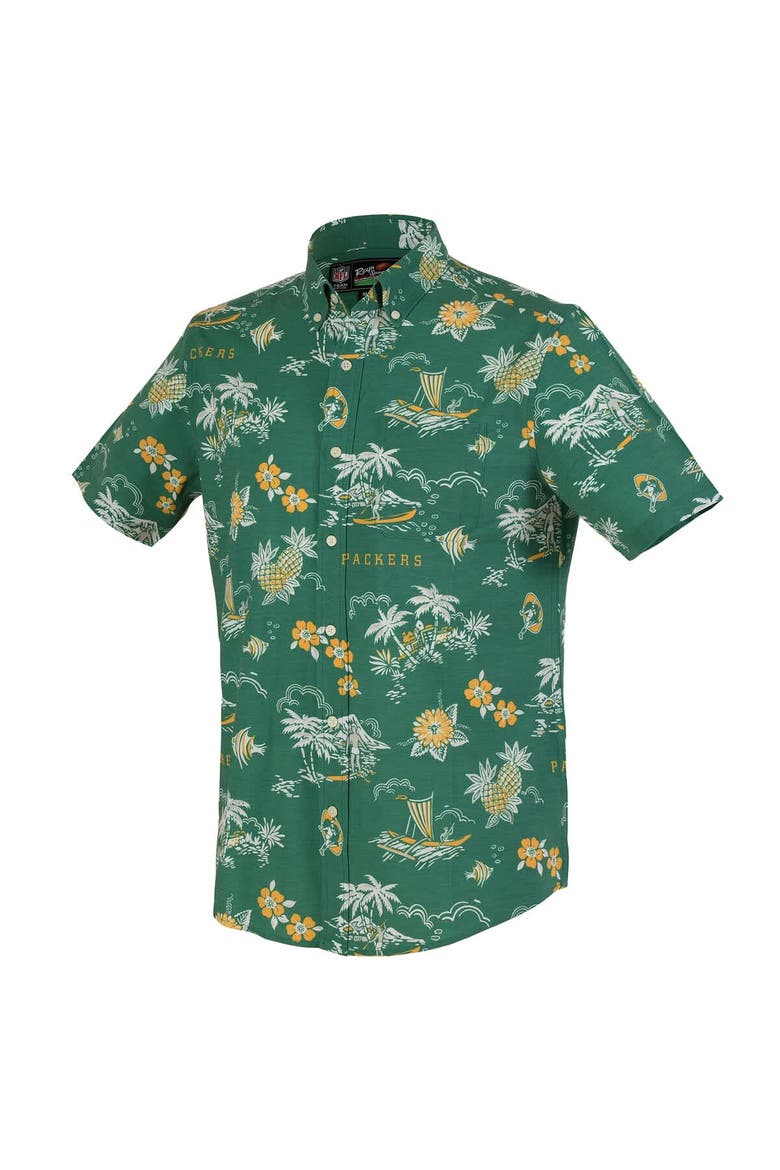 Men's Reyn Spooner Green Green Bay Packers Throwback Kekai Performance Button-Down Shirt, Alternate, color, Green