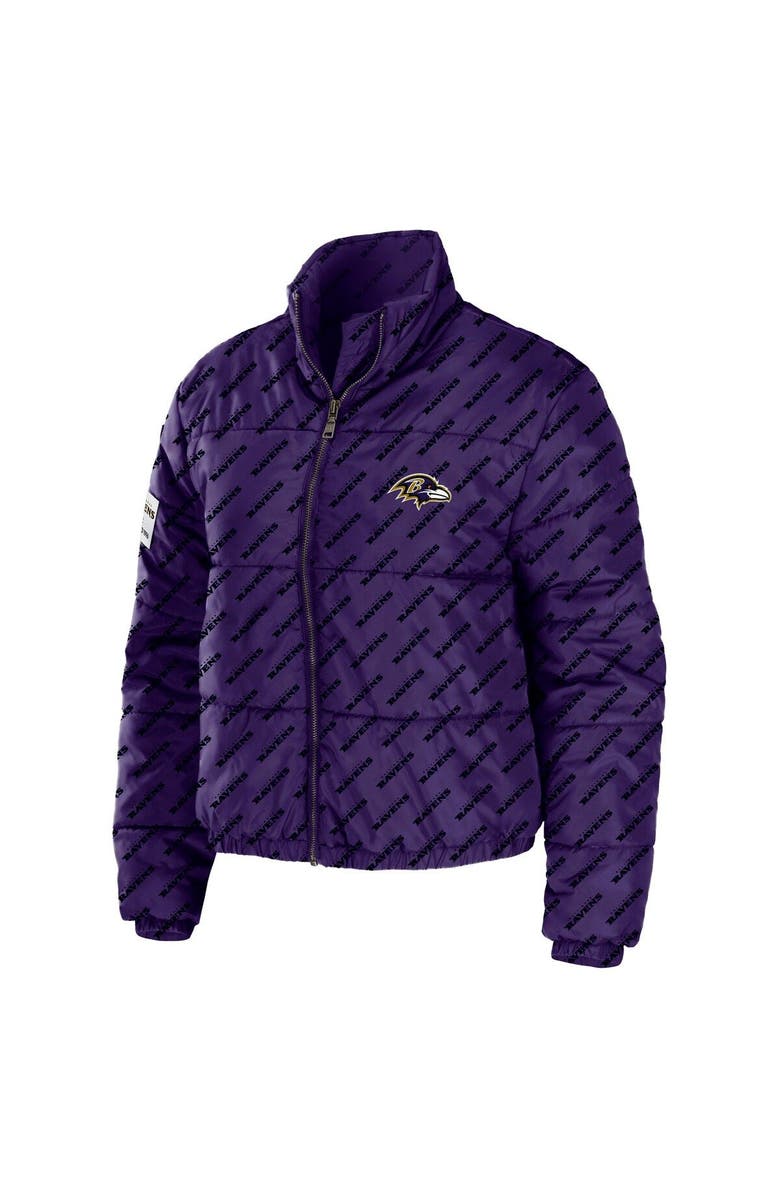 WEAR by Erin Andrews Women's WEAR by Erin Andrews Purple Baltimore Ravens Puffer Full-Zip Cropped Jacket, Alternate, color, 