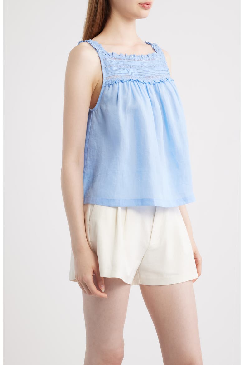 Benita Pintuck Lace Woven Top, Alternate, color, BLUEJAY