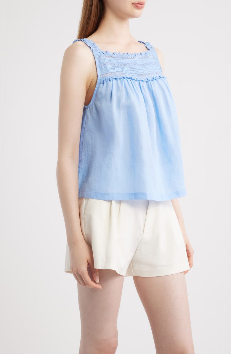 DÔEN Benita Pintuck Lace Woven Top, Alternate, color, Bluejay