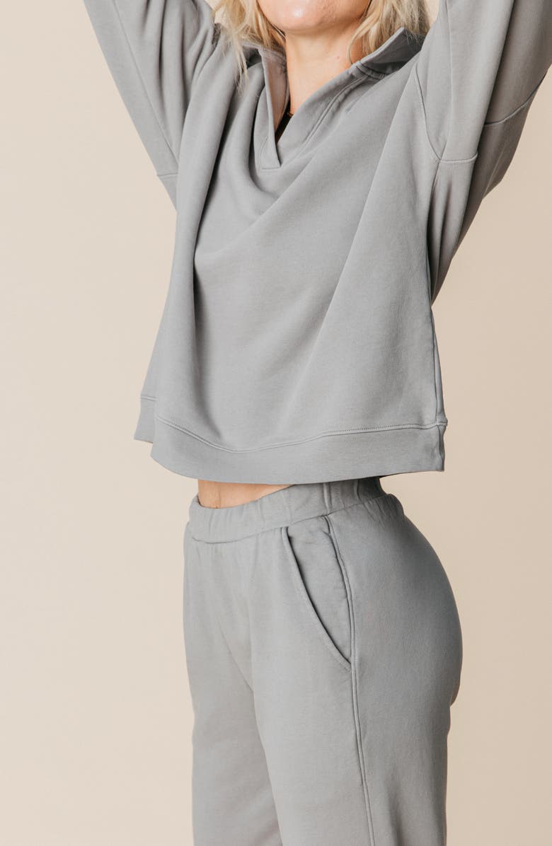 Ocio Organic Cotton Teddy Polo Crew, Alternate, color, Ash