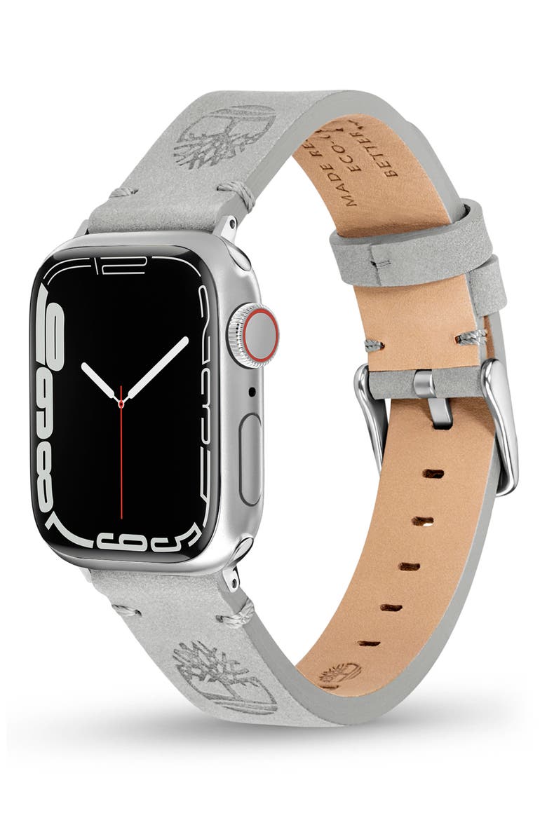 Leather Apple Watch® Strap, Alternate, color, GRAY