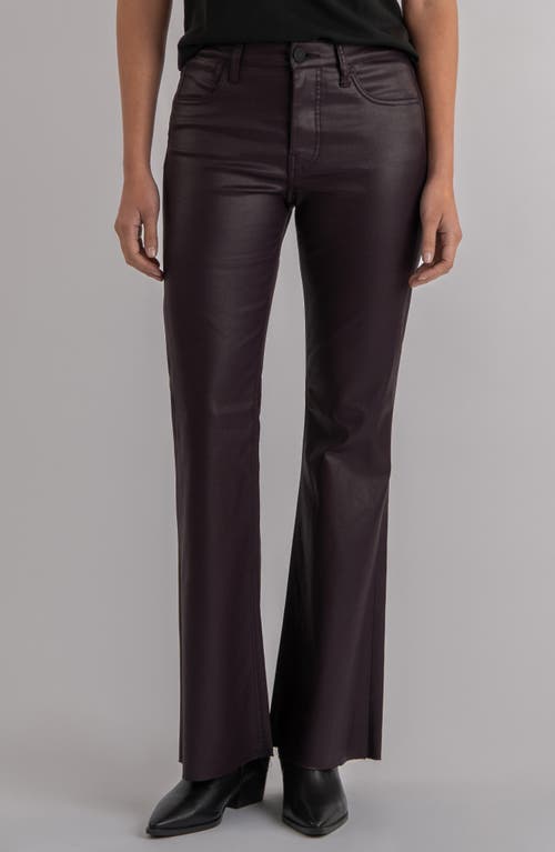 Kut From The Kloth Stella Coated Raw Hem High Waist Flare Jeans In Red