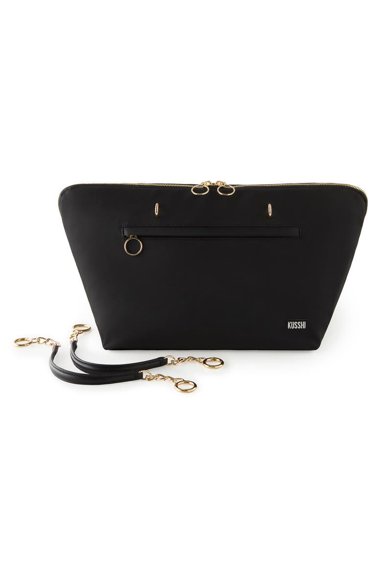 The Traveler Makeup Bag, Alternate, color, SATIN BLACK/ PINK