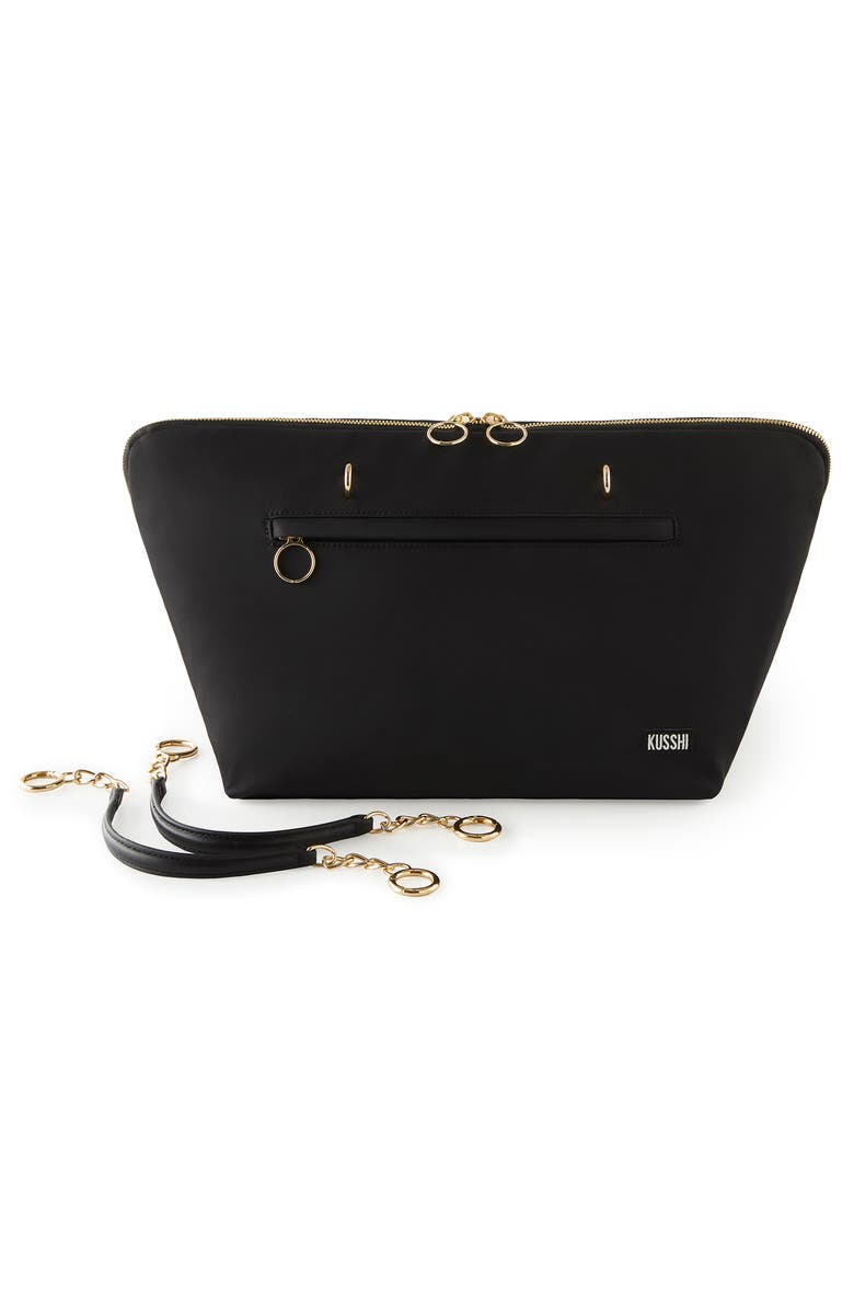 KUSSHI The Traveler Makeup Bag, Alternate, color, Satin Black/ Pink