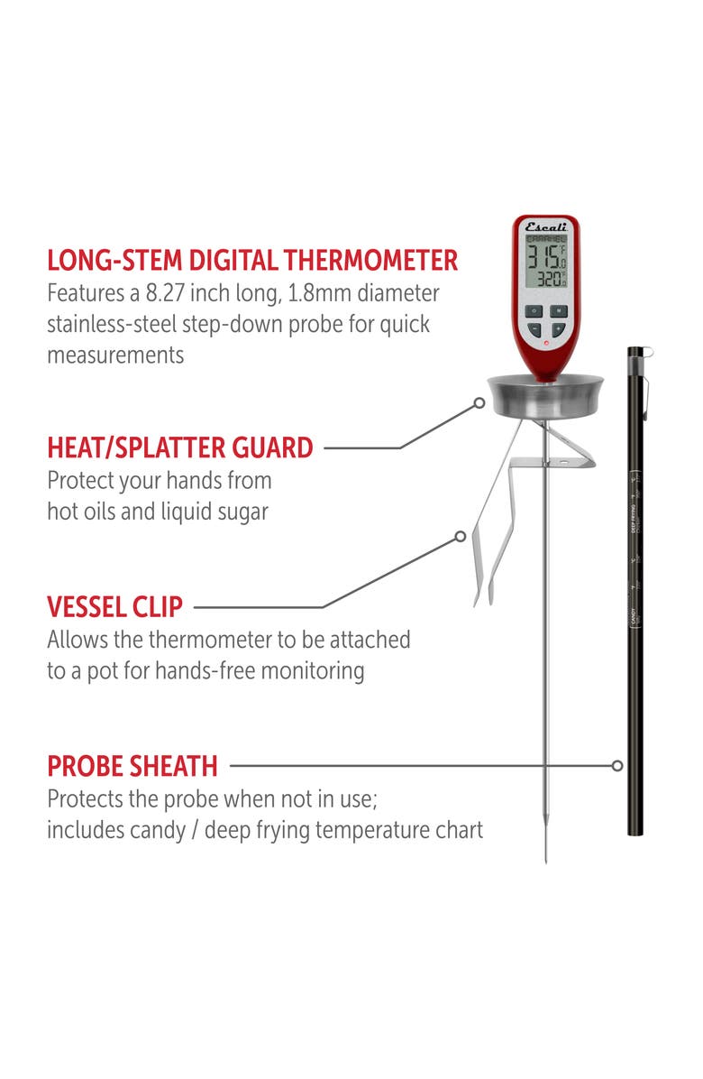 ESCALI Digital Candy and Deep Fry Thermometer, Alternate, color, Red