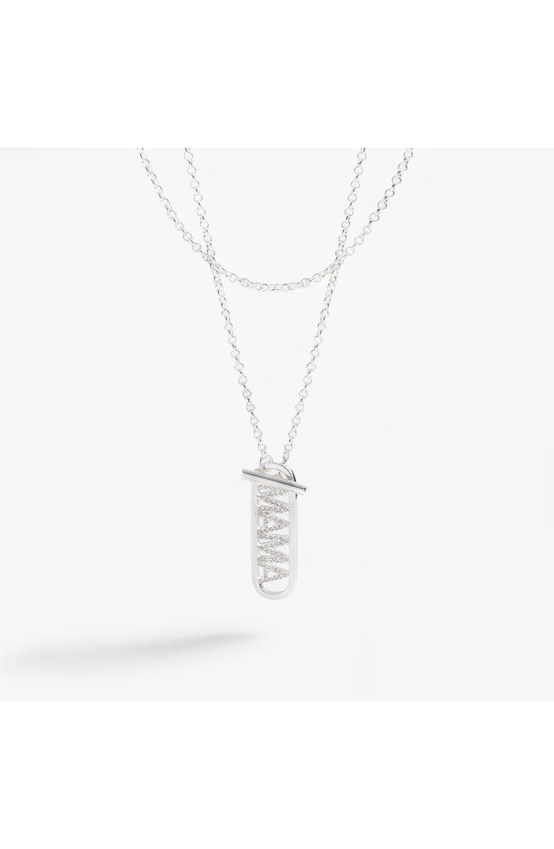 Alex and Ani Mama Pave Toggle Necklace, Main, color, Silver