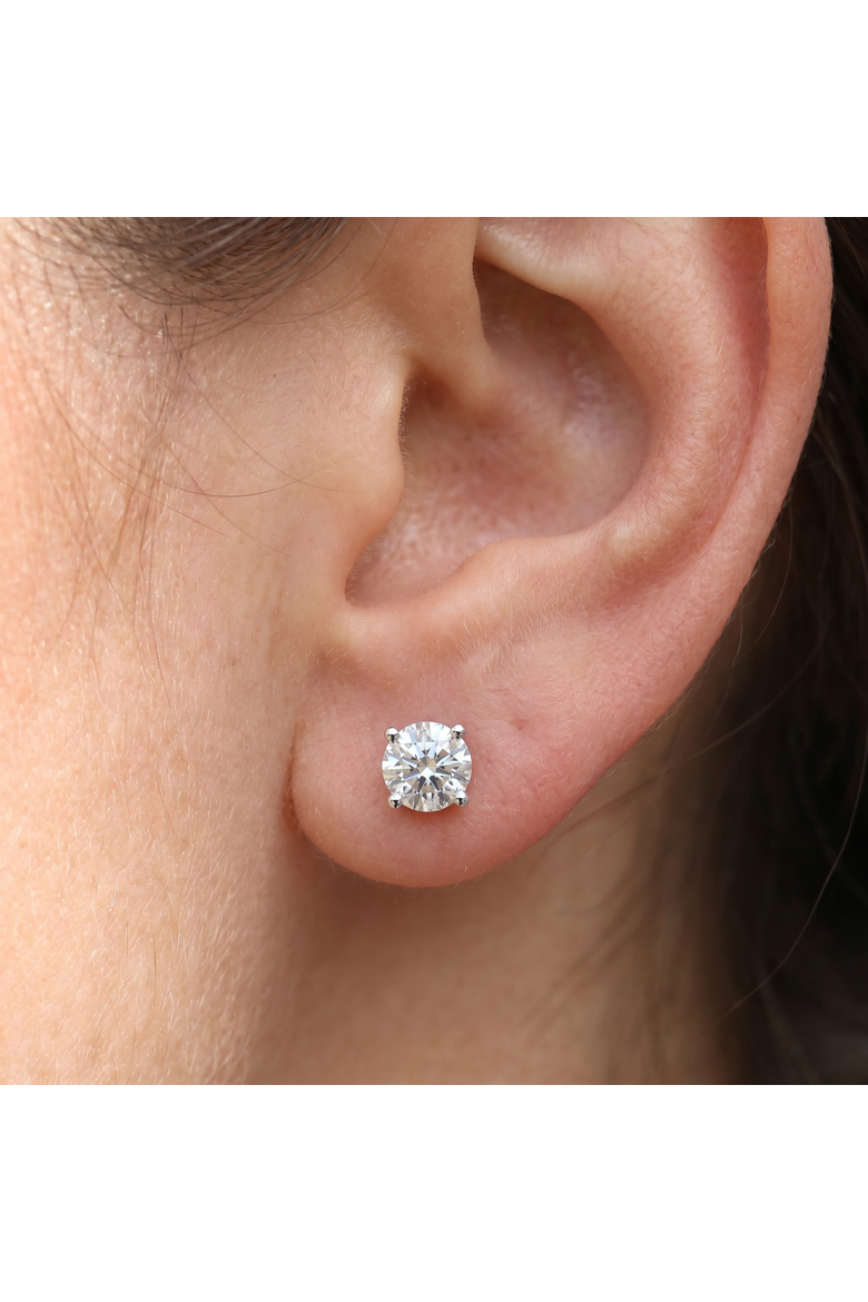 IGI Certified 1 Ct Diamond Studs 14K Gold Screw back Earrings, Alternate, color, 14k White Gold