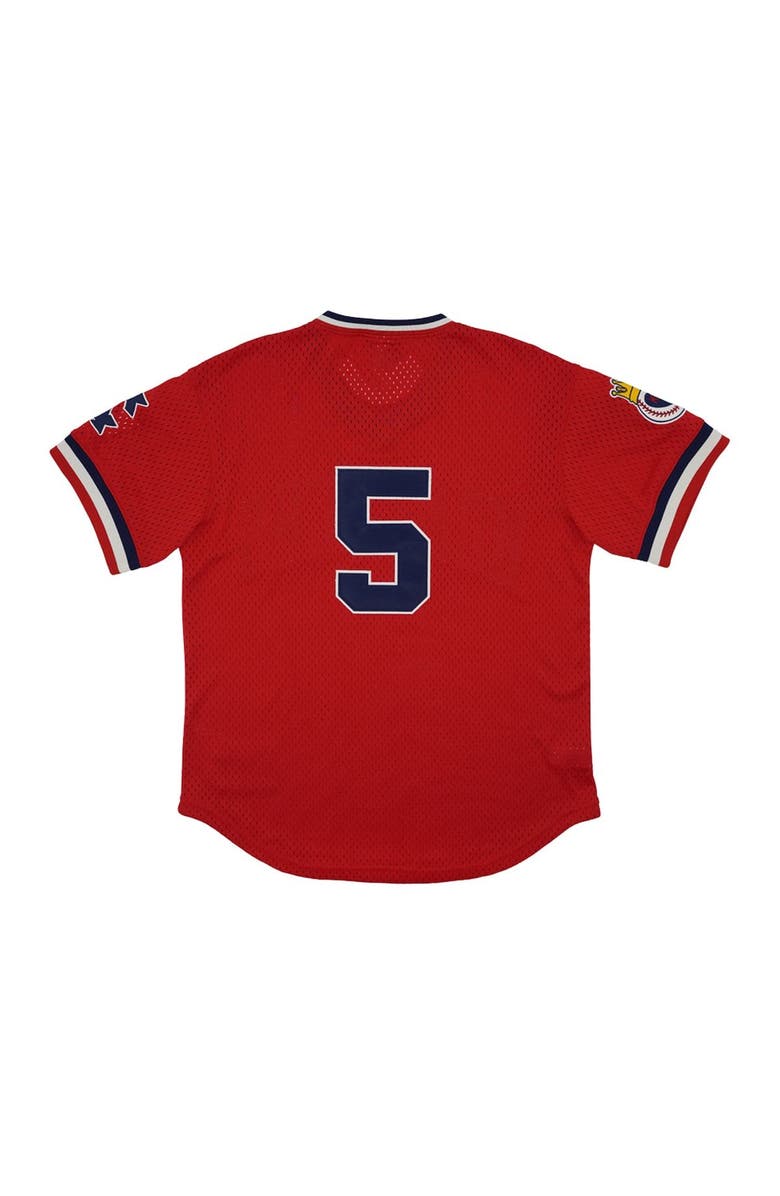 RINGS & CRWNS Men's Rings & Crwns #5 Red Kansas City Monarchs Mesh Replica V-Neck Jersey, Alternate, color, Red