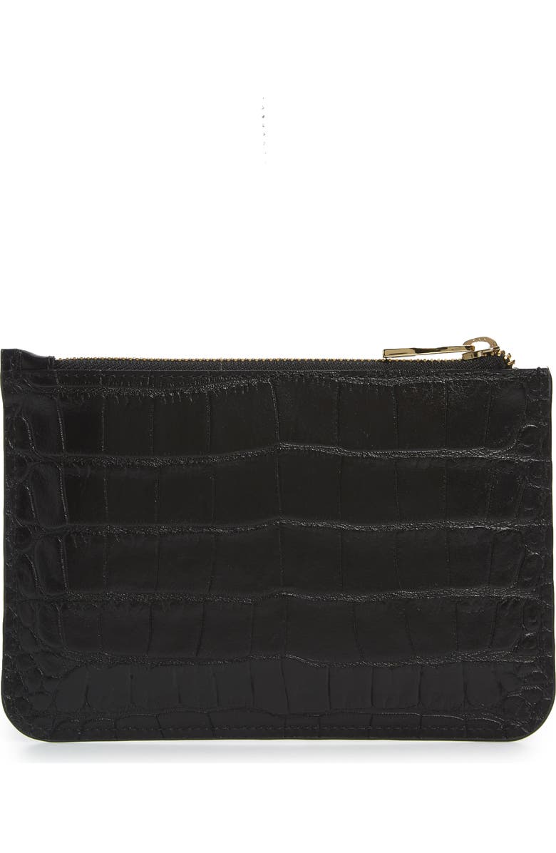 DeMellier Brooklyn Croc Embossed Leather Clutch, Alternate, color,