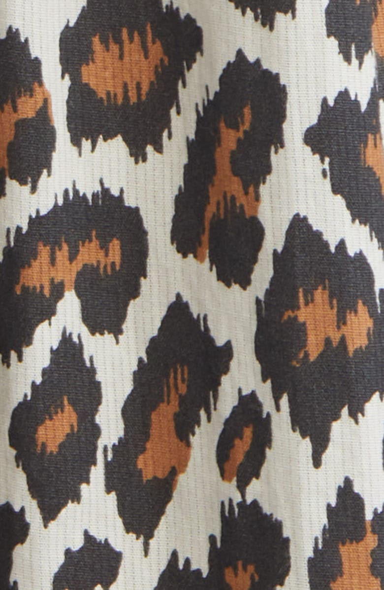 THE GREAT. The Viola Leopard Print Cotton Midi Skirt, Alternate, color,
