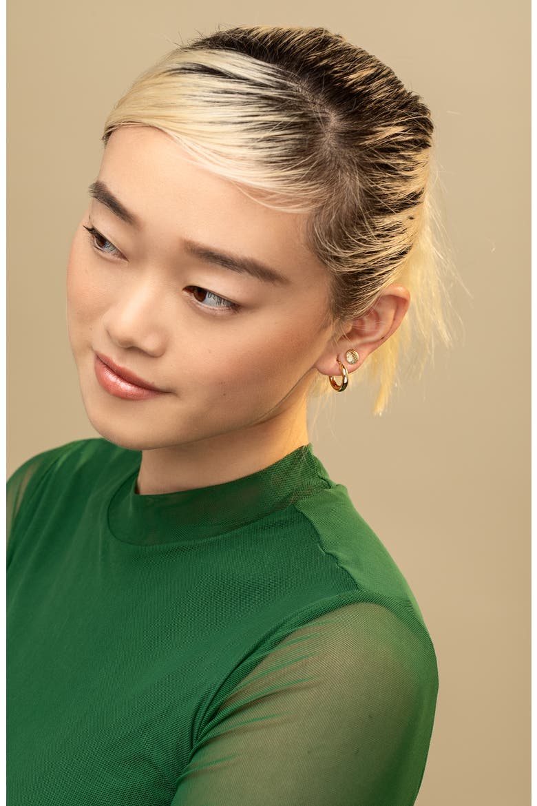 14K Gold Stripe Stud Earrings (Nordstrom Exclusive), Alternate, color, 14K YELLOW GOLD