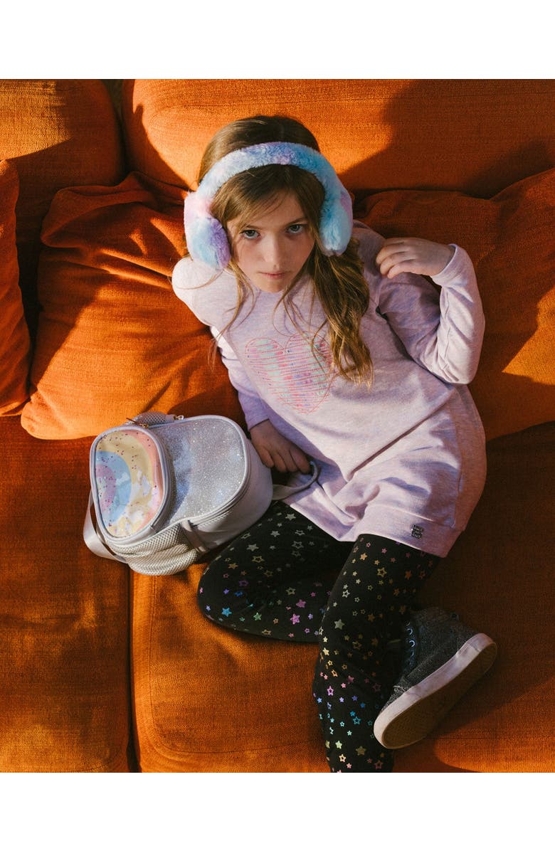 Deux par Deux Girl's Back Pack With Rainbow Pocket Silver, Alternate, color,