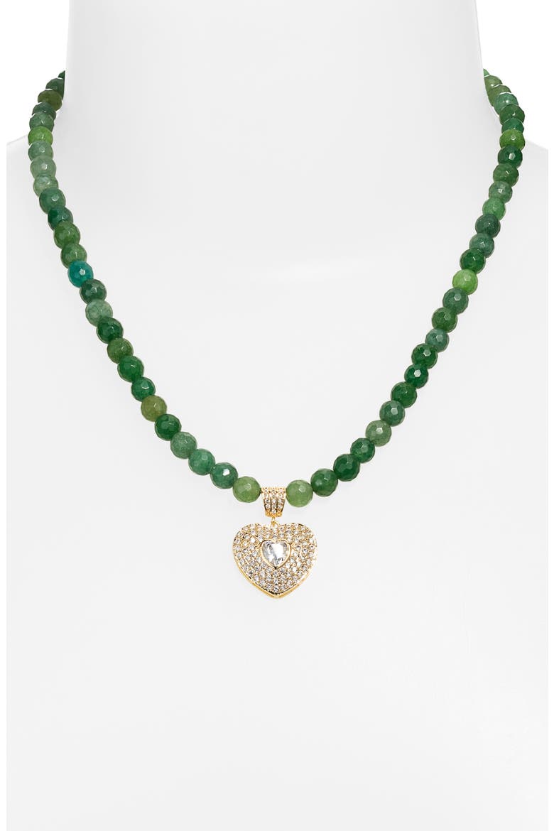 Smooth Jade Royal Heart Pendant Necklace, Alternate, color, GREEN/ GOLD