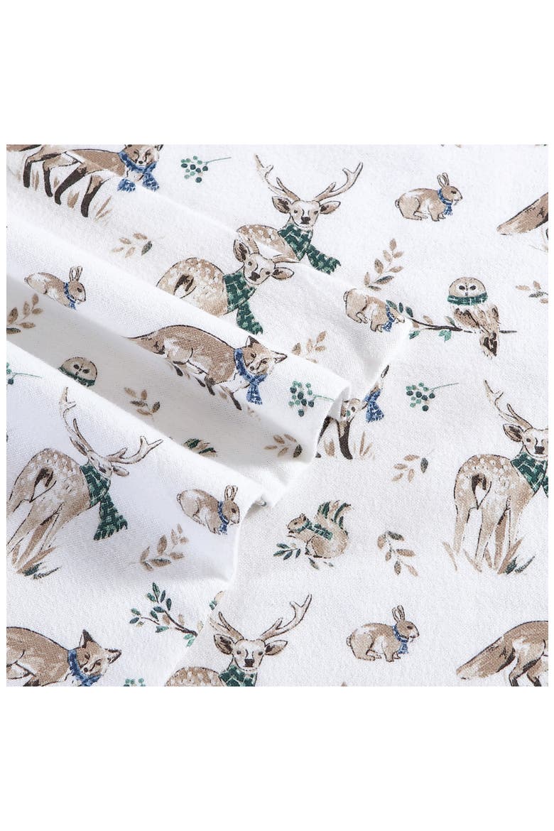 Woodland Friends Cotton Flannel Sheet Set, Alternate, color, WHITE