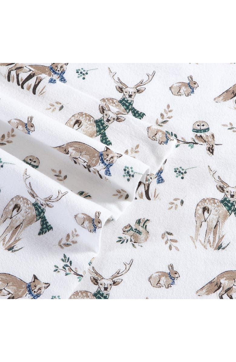 Eddie Bauer Woodland Friends Cotton Flannel Sheet Set, Alternate, color, White