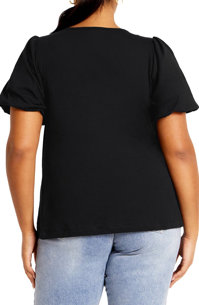 City Chic Leona Puff Sleeve Top, Alternate, color, Black