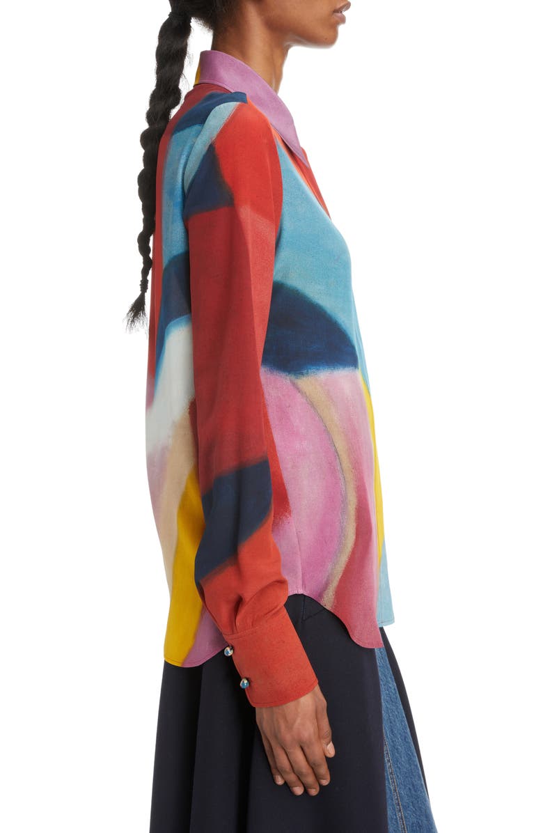 Chloé Denervaud Print Silk Crêpe de Chine Blouse, Alternate, color, 