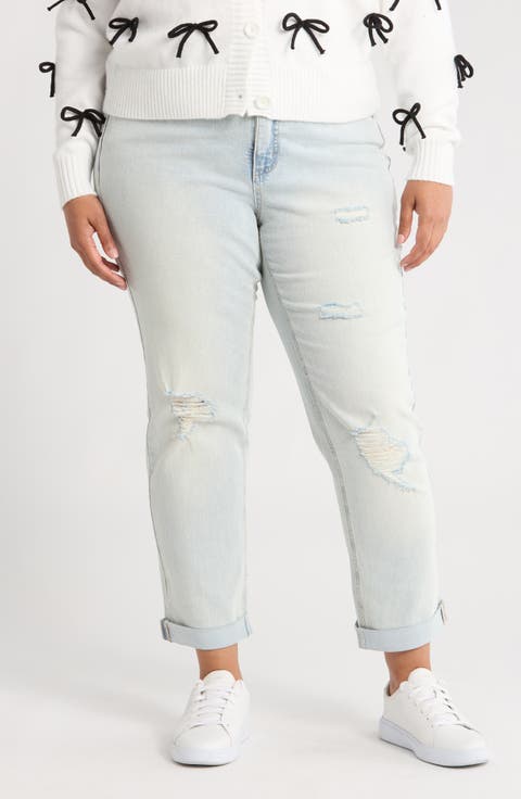 Weekend High Waist Slim Straight Leg Jeans (Plus)