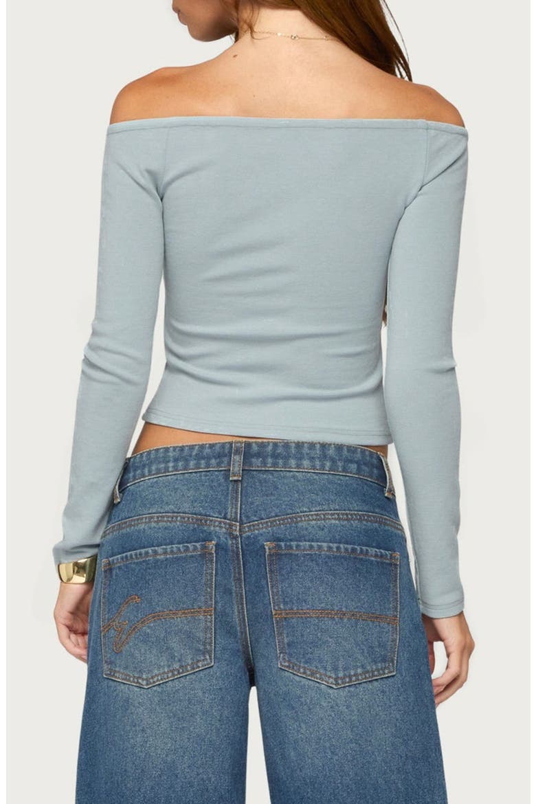 Asli Off-the-Shoulder Twisted Knit Top, Alternate, color, LIGHT-BLUE