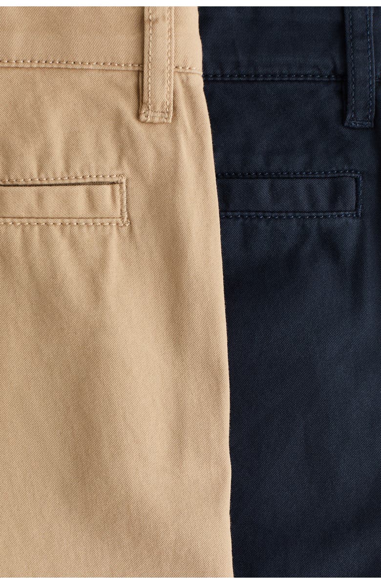 H&M 2-pack Cotton Twill Chinos, Alternate, color, Beige/Navy Blue