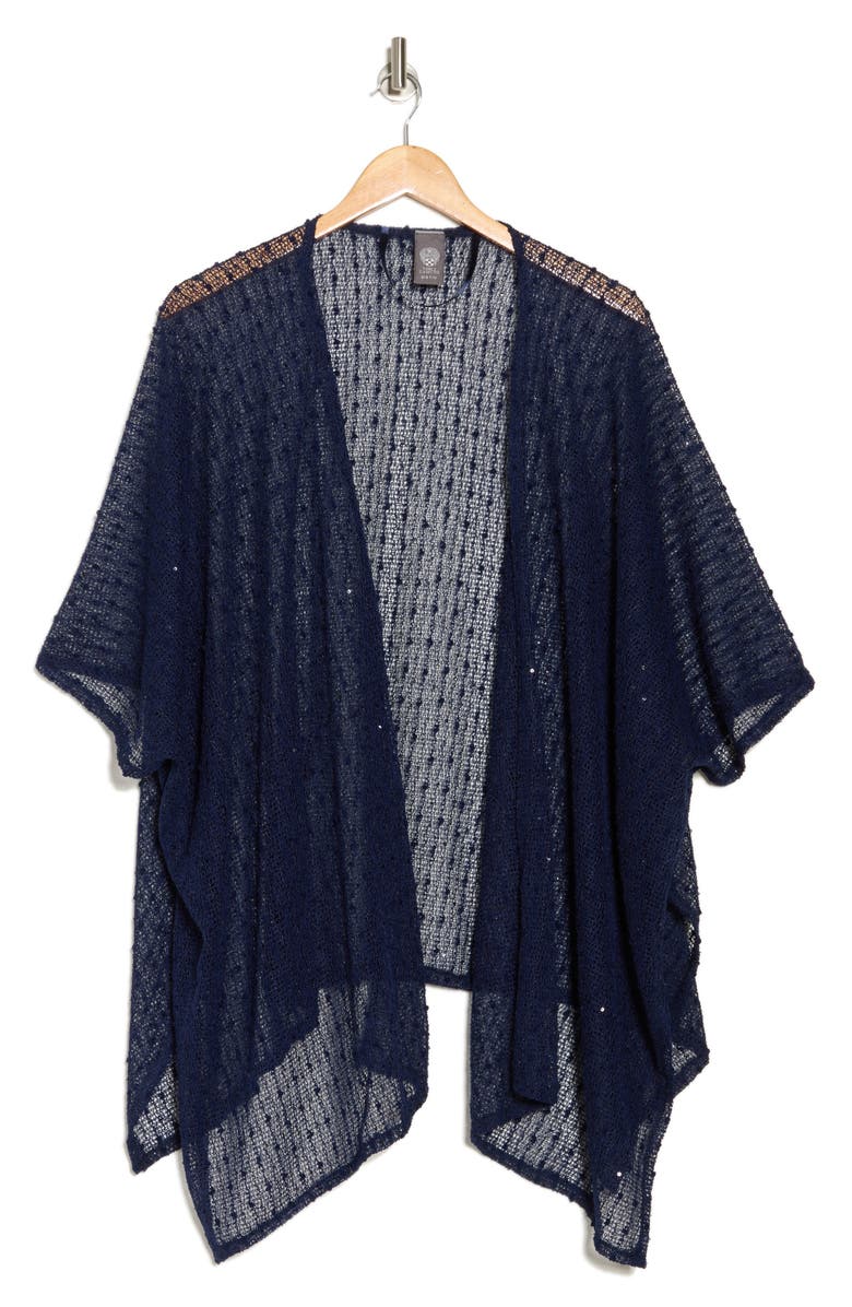 Vince Camuto Cotton Popcorn Ruana, Alternate, color, Navy