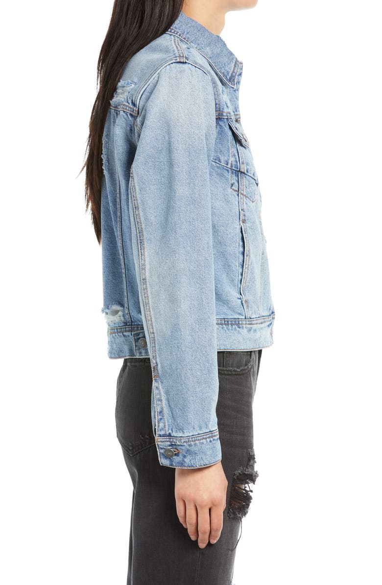 HIDDEN JEANS Fitted Denim Trucker Jacket, Alternate, color, Light Wash