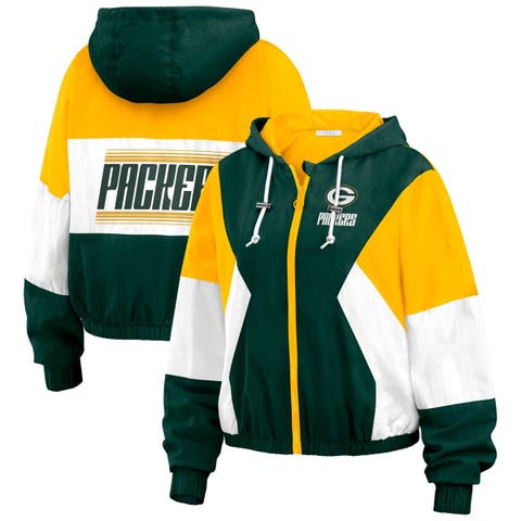 Women's WEAR by Erin Andrews  Green Green Bay Packers Color Block Full-Zip Windbreaker Jacket