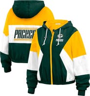 WEAR by Erin Andrews Women's WEAR by Erin Andrews  Green Green Bay Packers Color Block Full-Zip Windbreaker Jacket