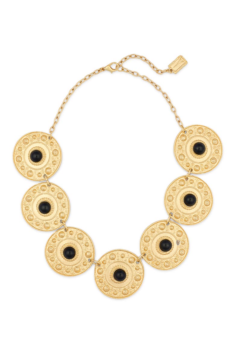 Baroque Coin Statement Necklace, Main, color, GOLD