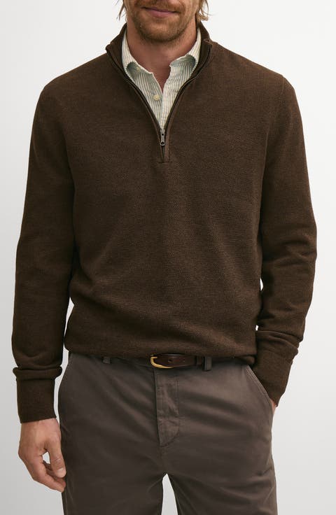 Supima Cotton Piqué Quarter Zip Sweater