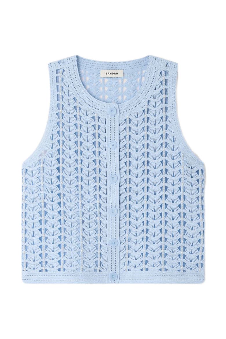 Beaded crochet cardigan, Alternate, color, Sky blue