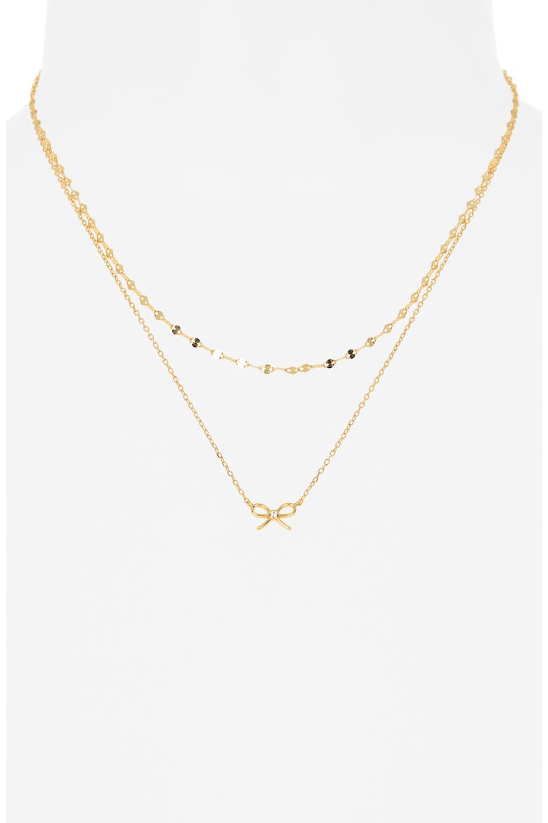 Cubic Zirconia Bow Pendant Necklace, Alternate, color, GOLD
