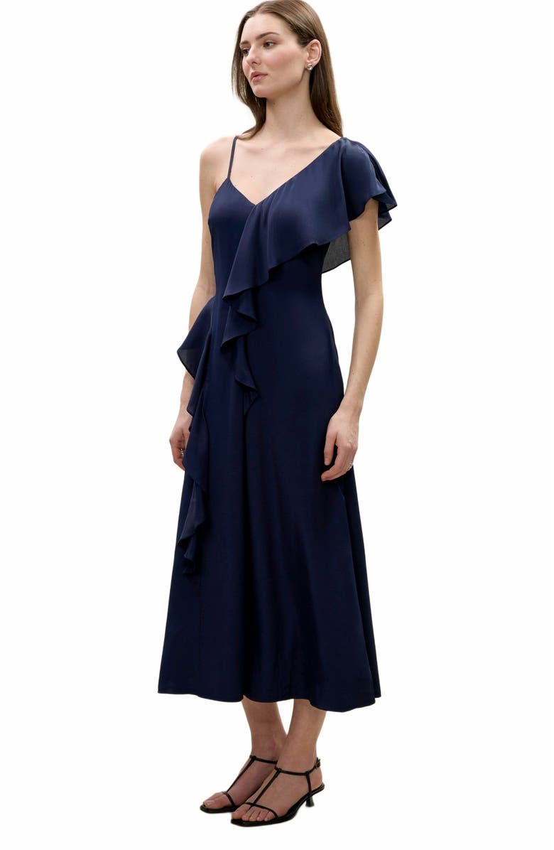 Rebecca Taylor Irie Silky Dress, Alternate, color, Navy