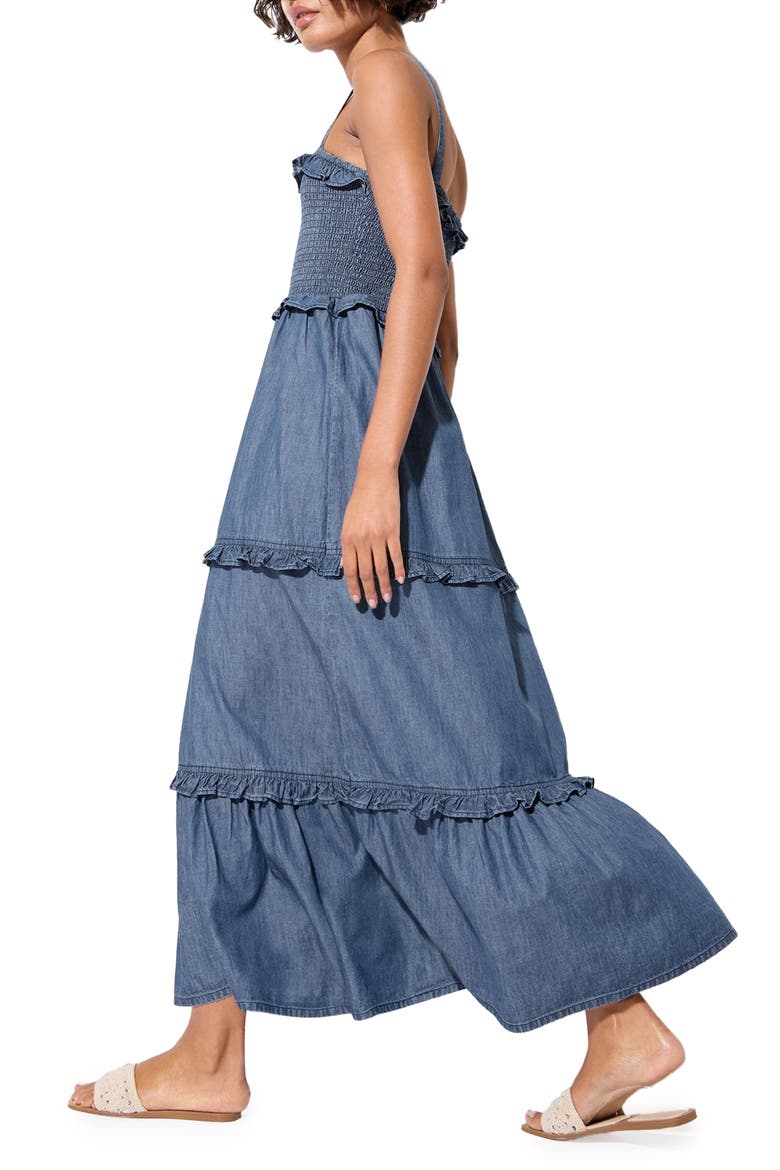 Tiered Chambray Dress, Alternate, color, BLUE