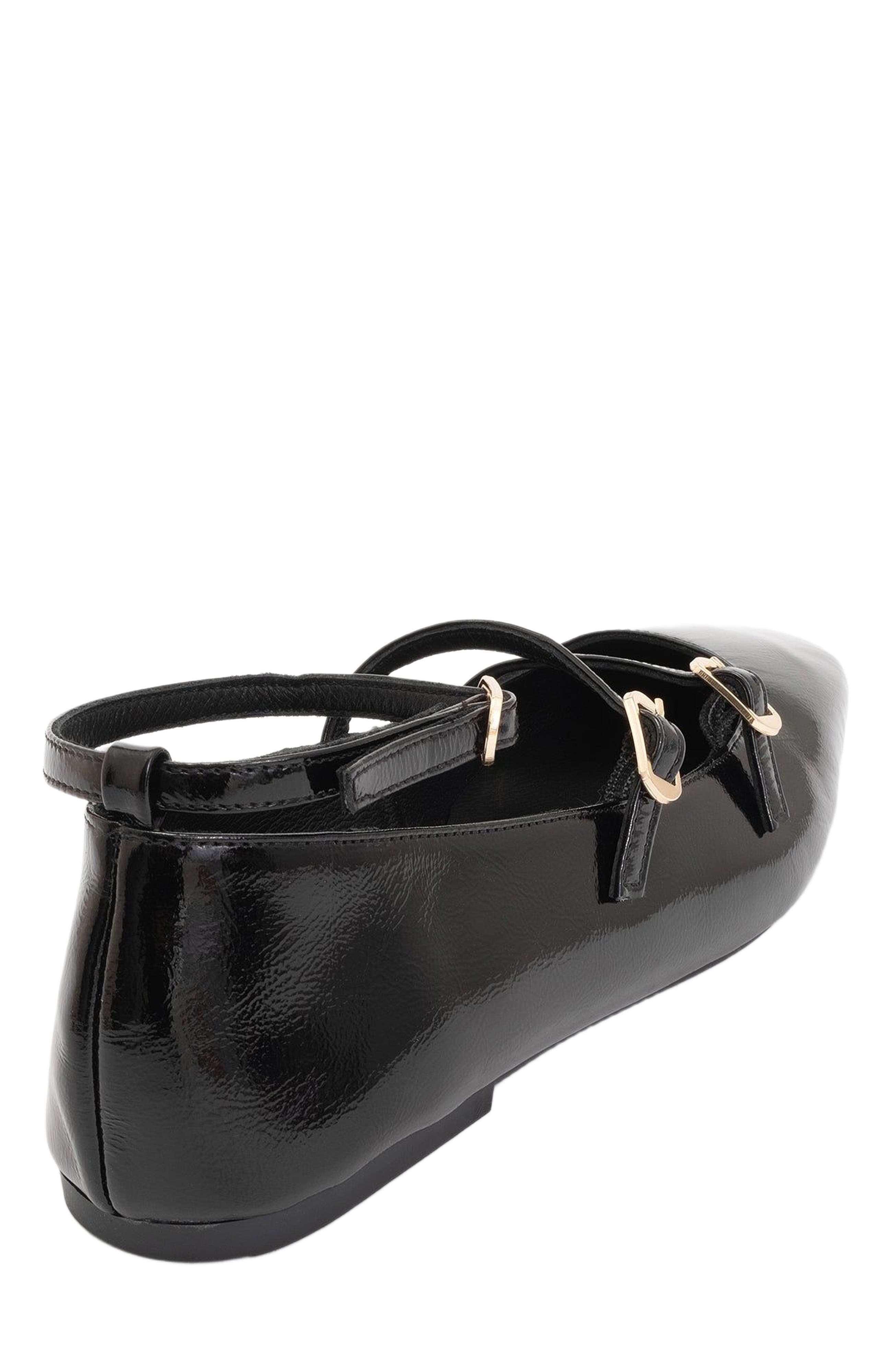 Forever & Always Shoes Serena Leather Mary Jane Flats, Alternate, color, Black Patent Leather