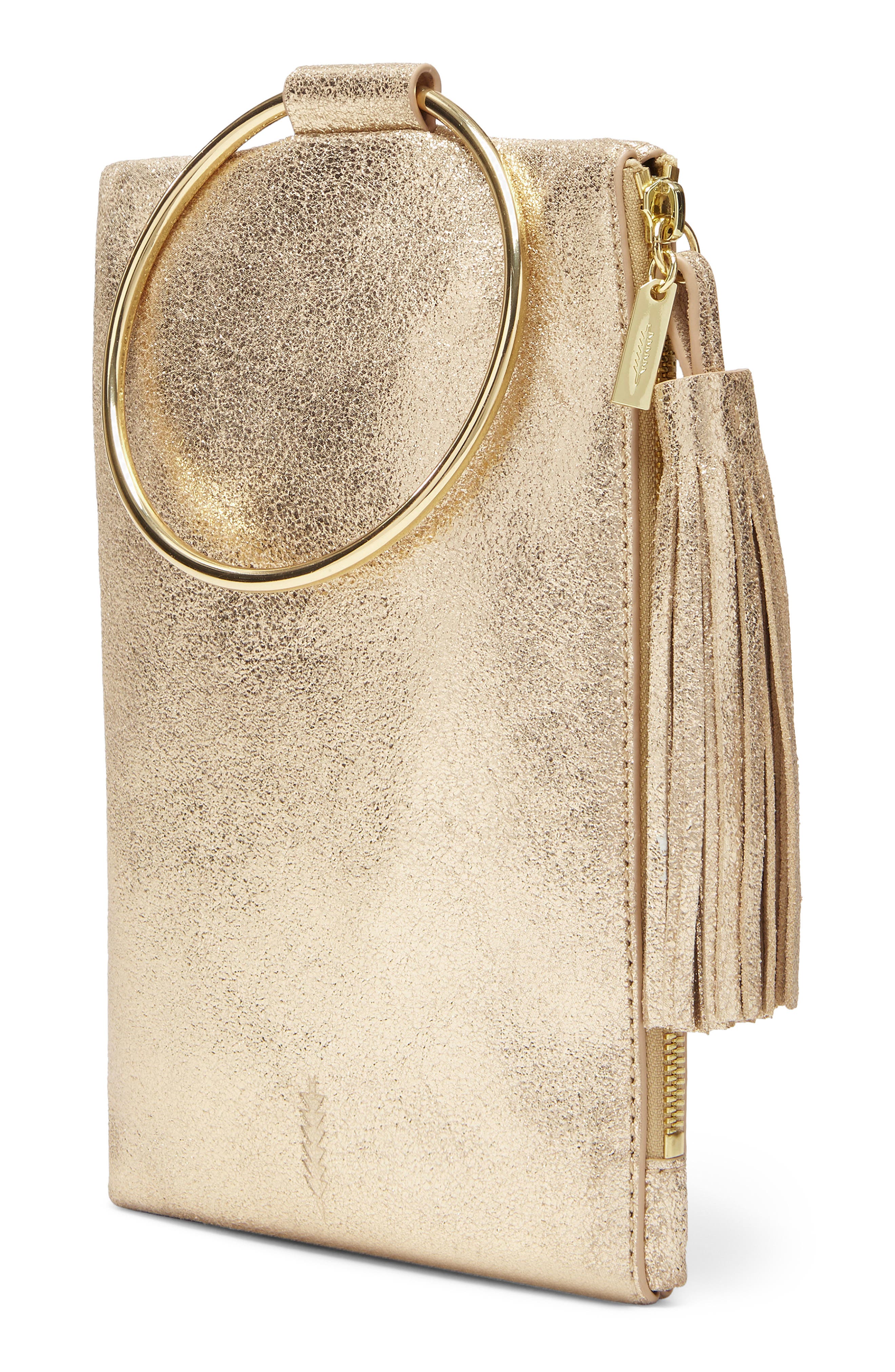 Nolita Ring Handle Leather Clutch, Alternate, color, VINTAGE GOLD