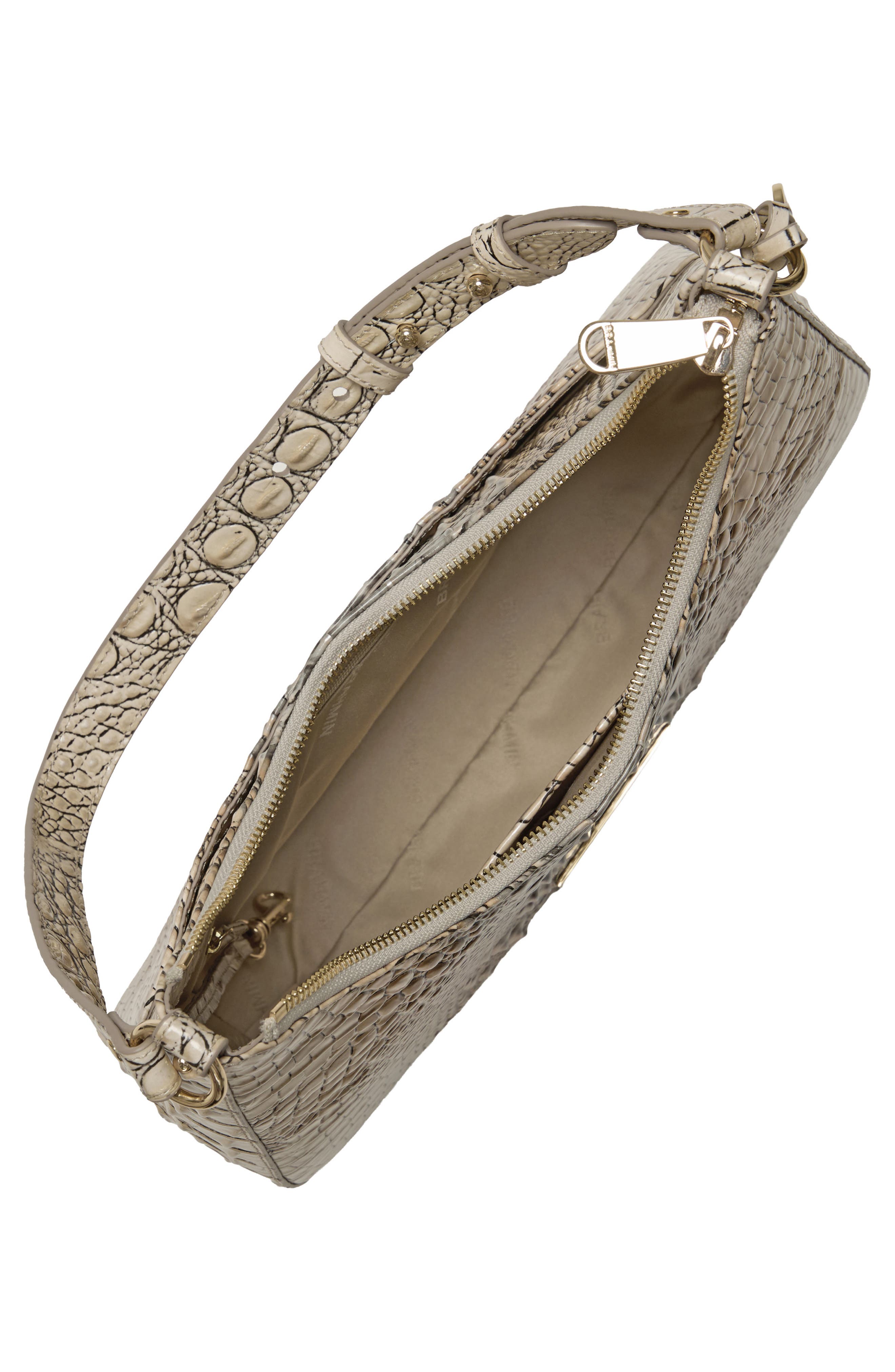 Stephie Croc Embossed Leather Shoulder Bag, Alternate, color, FOSSILIZED