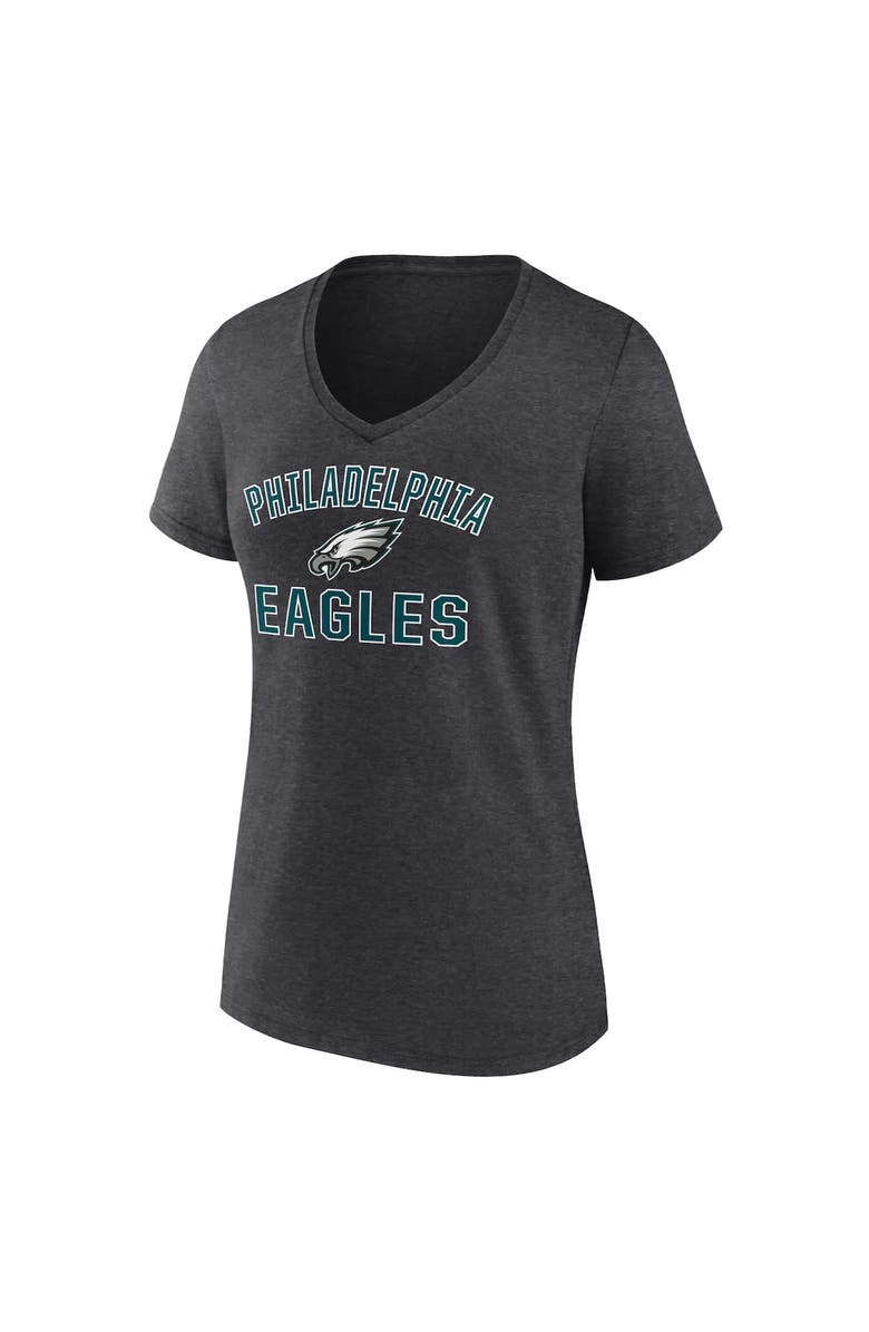 FANATICS Women's Fanatics Heather Charcoal Philadelphia Eagles Victory Arch V-Neck T-Shirt, Alternate, color, 
