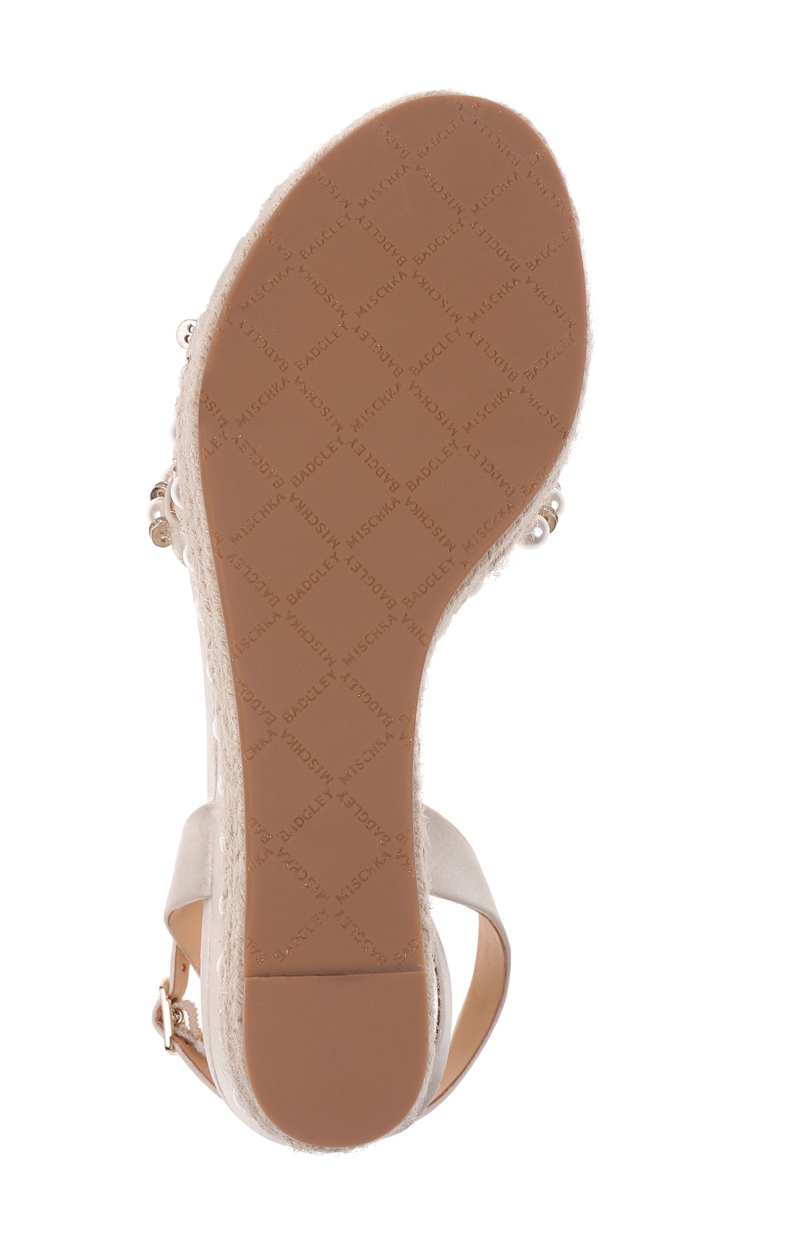Badgley Mischka Skye Wedge Sandal, Alternate, color, IVORY SATIN