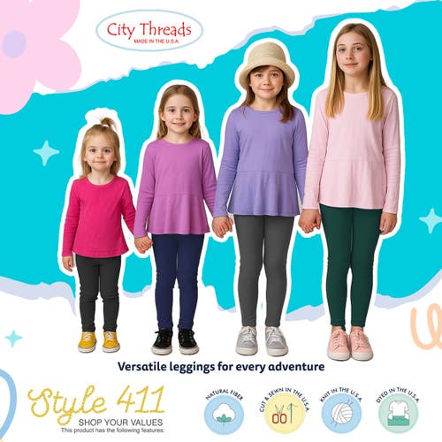 City Threads Girls Soft Fleece Stretch Leggings In Red