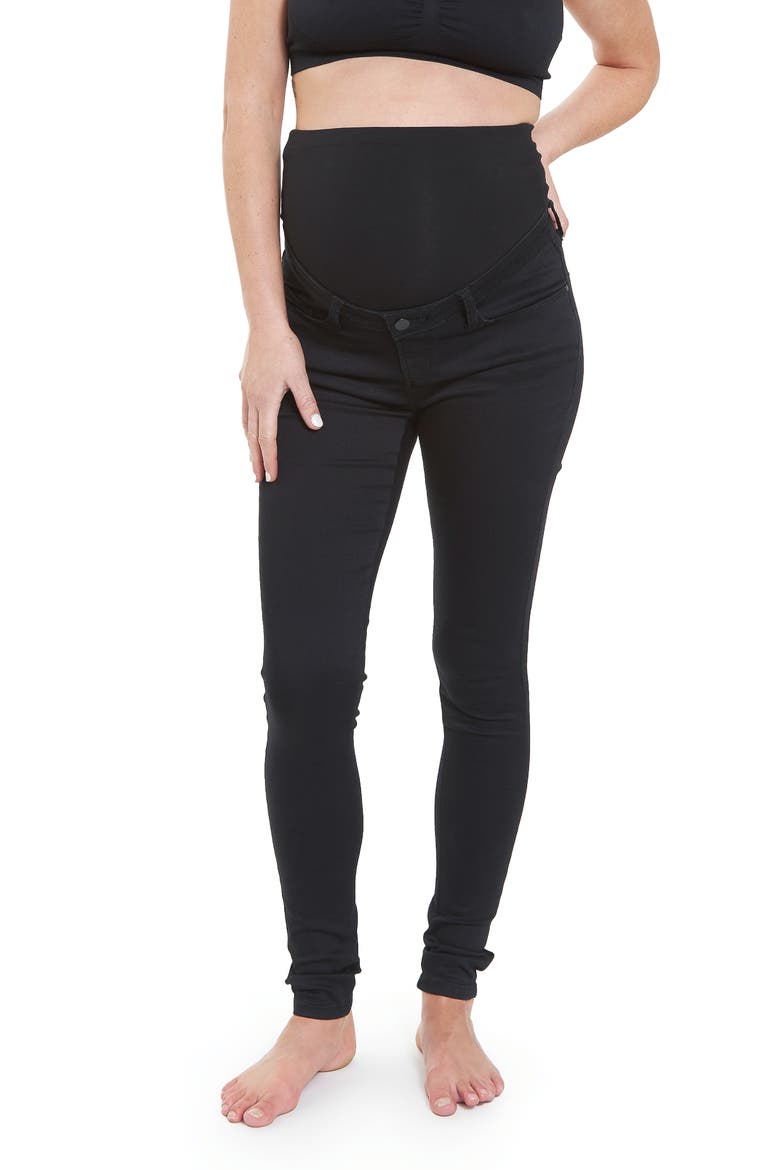 Rebel Skinny Leg  Maternity Denim Jegging, Main, color, Black