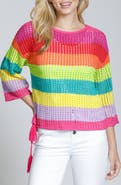 APNY Lattice Stripe Crewneck Top