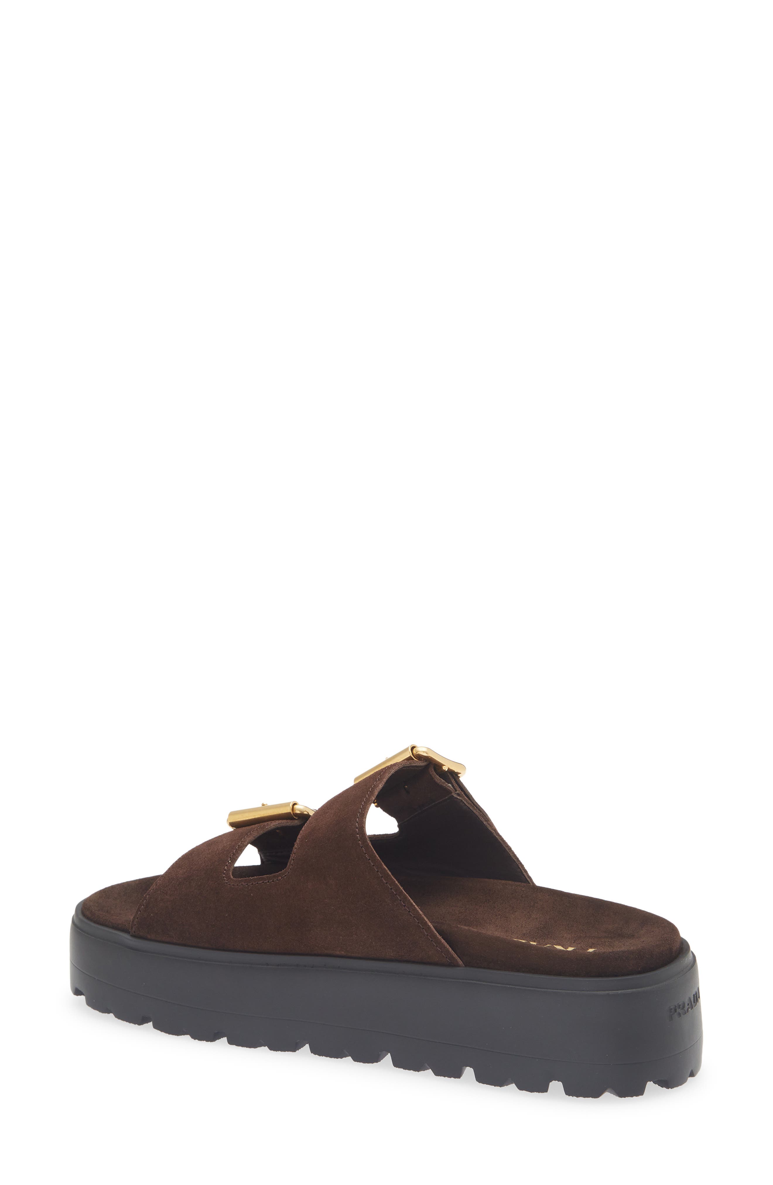Prada Fussbett Flatform Slide Sandal, Alternate, color, Moro