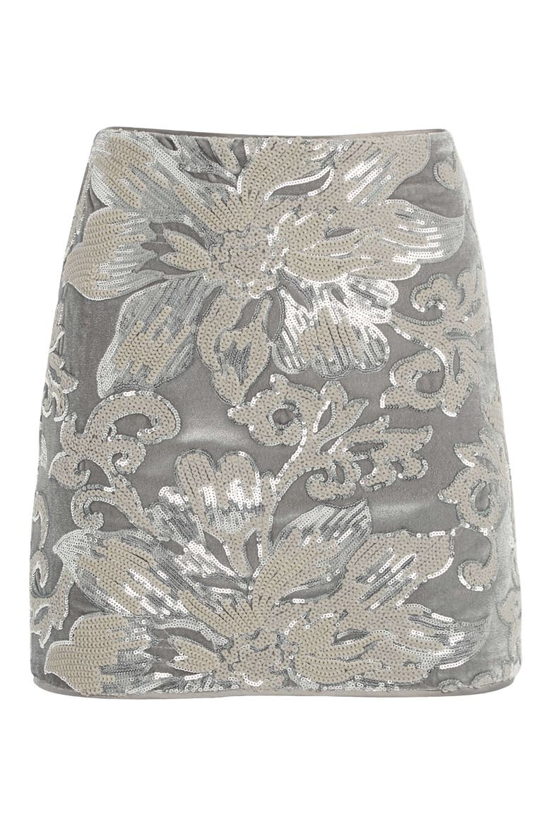Ernesta Sequin Velvet Miniskirt, Alternate, color, FLOWER SEQUINS